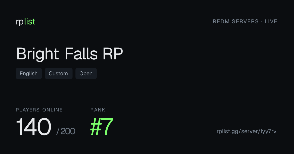 Bright Falls RP — RedM server · 122 online · rplist